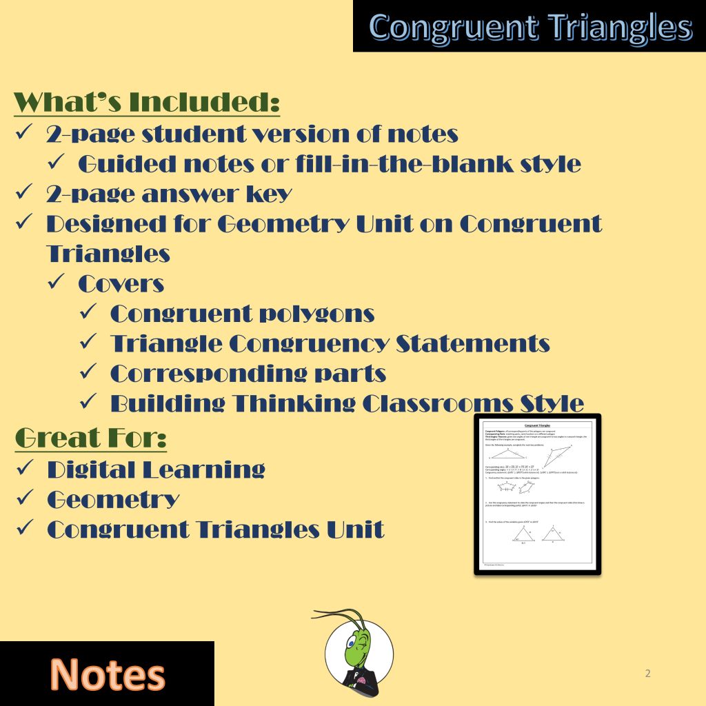 Congruent Triangles Geometry Guided Notes Congruent Triangles Unit ...