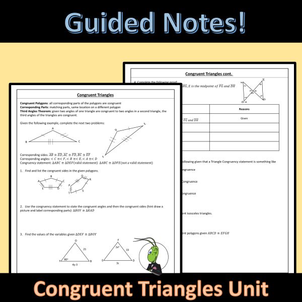 Congruent Triangles Geometry Guided Notes Congruent Triangles Unit ...