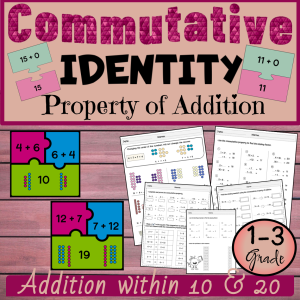 Commutative and Identity Property of Addition Worksheet & Puzzle, Within 10 & 20