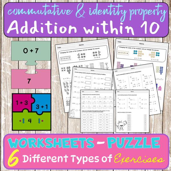 Commutative and Identity Property of Addition Worksheet & Puzzle ...