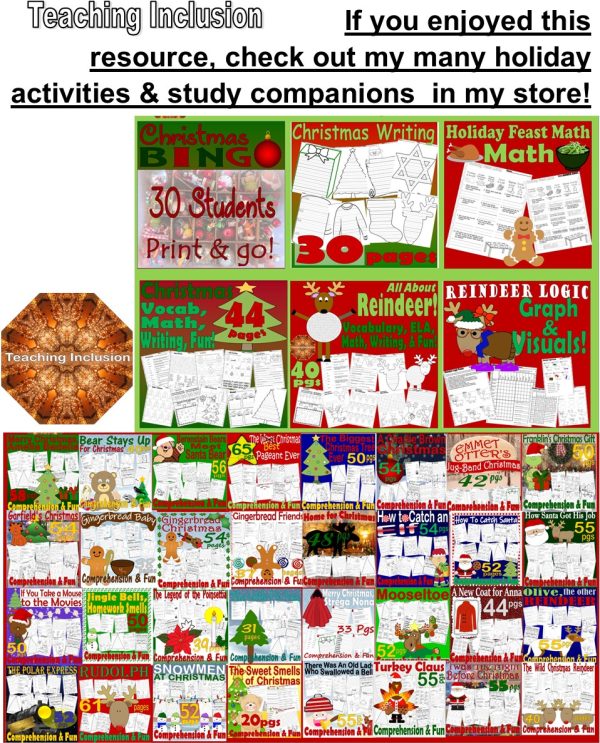 Reindeer Word Search Spelling Poem Rhyming Worksheets NO PREP Christmas ...