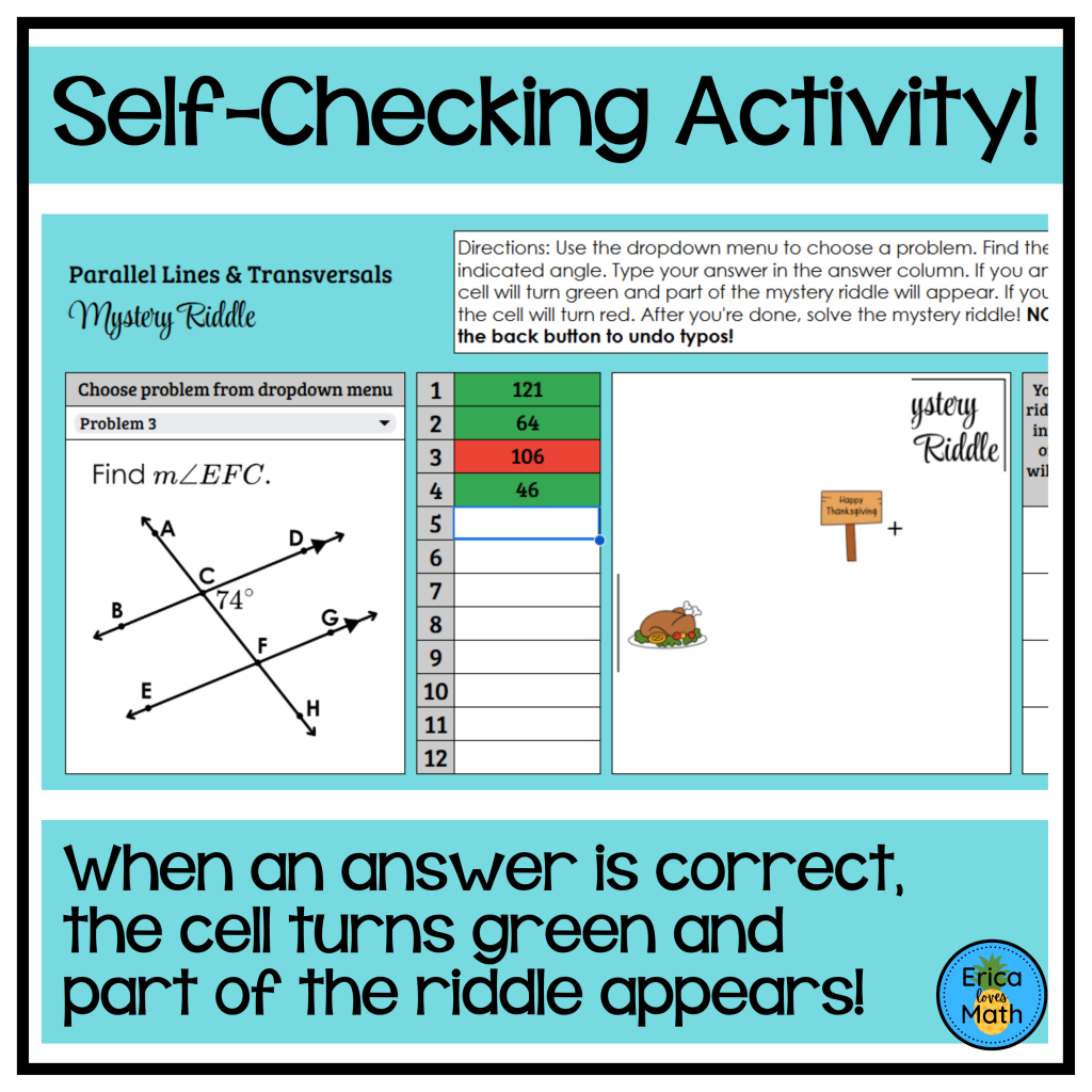 Parallel Lines and Transversals Digital Mystery Riddle Activity ...