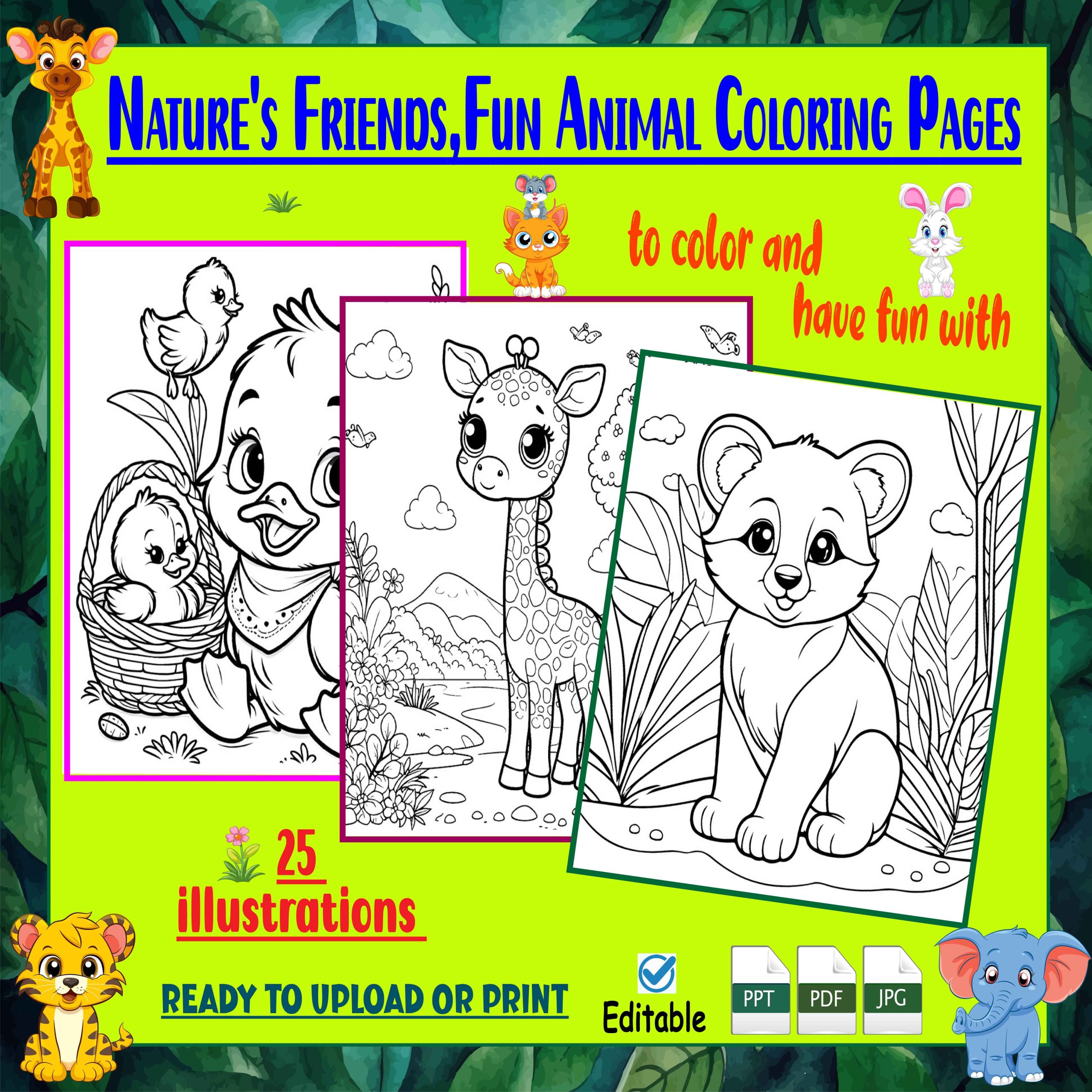 Nature's Friends,Fun Animal Coloring Pages.