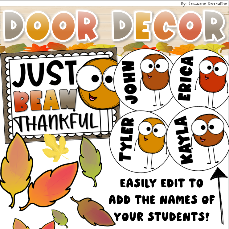 Door Decorations Bulletin Board Display Thanksgiving Fall Autumn Theme EDITABLE