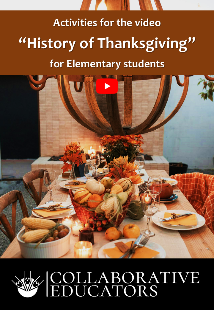 Activities for the video “History of Thanksgiving” for Elementary Students