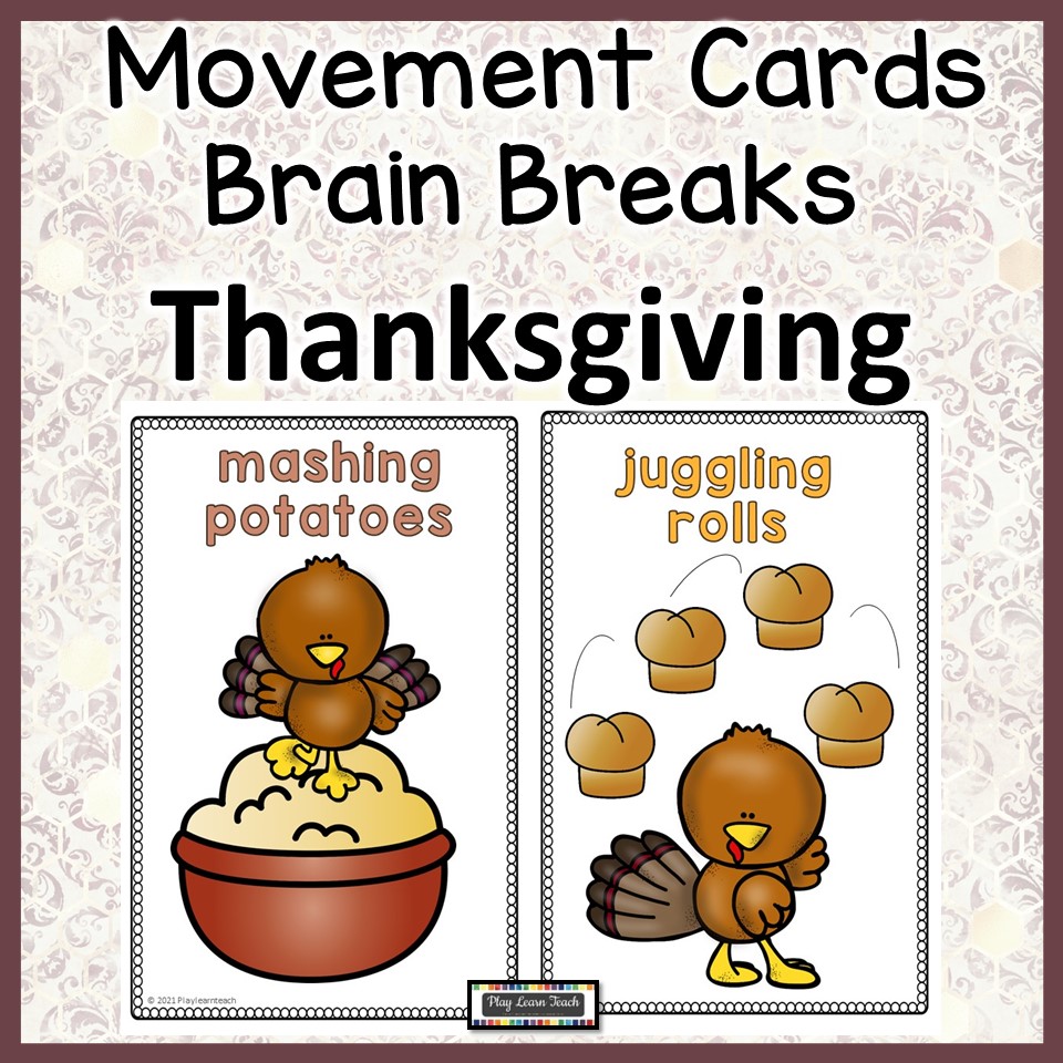 Thanksgiving Movement Cards Brain Breaks Transitions