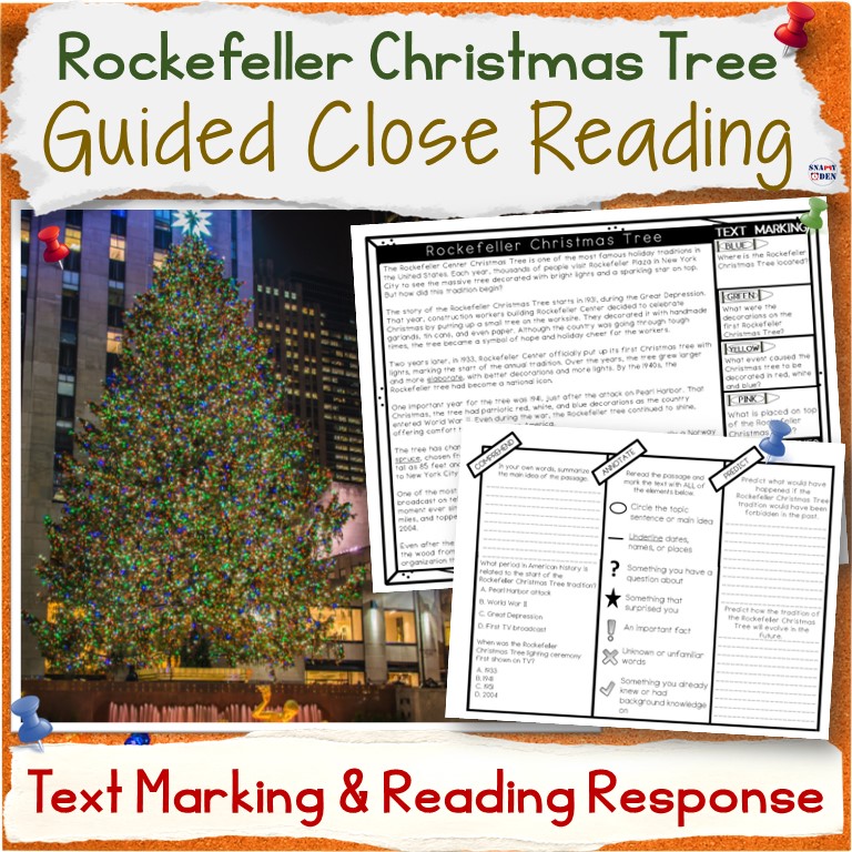 Rockefeller Christmas Tree XMAS Reading Comprehension Passage Text Marking