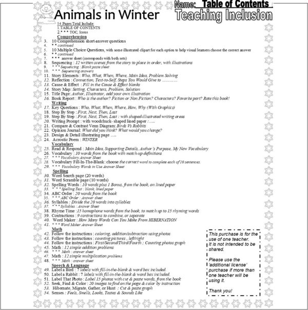 Animals in Winter Read Aloud Book Study Companion Reading Comprehension ...