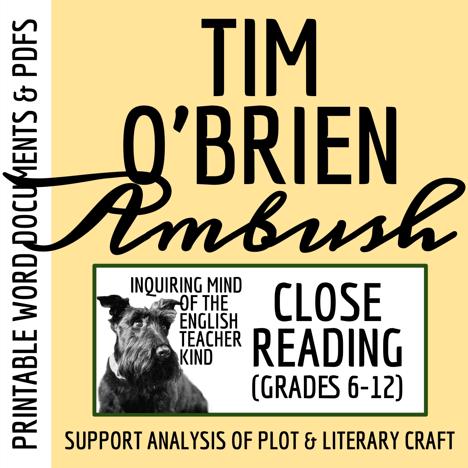"Ambush" by Tim O'Brien Close Reading Inference Worksheet for High School