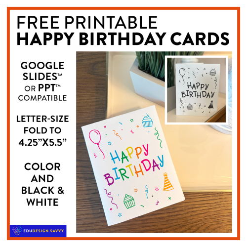 Free Printable Birthday Card Template | Instant Download | Color & B&W