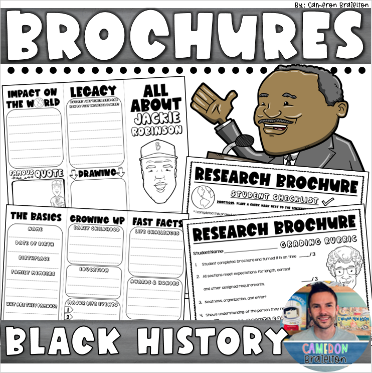 Black History Month Biography Activities Project Research Trifold Brochures