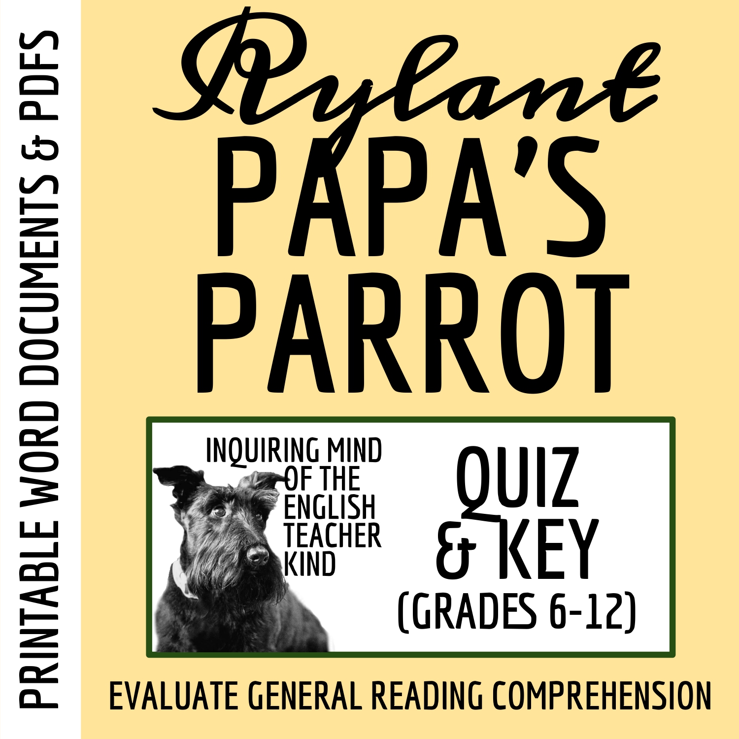"Papa's Parrot" by Cynthia Rylant Quiz and Answer Key (Short Story)