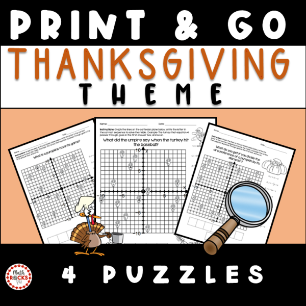 Graphing Linear Equations Thanksgiving Math Puzzle Activity Worksheet ...
