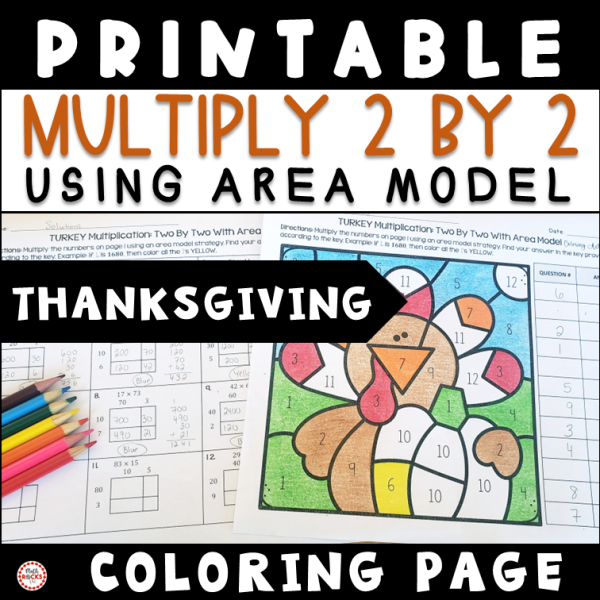 Turkey Multiplication Color By Number Two By Two Visual Area Model 4th ...