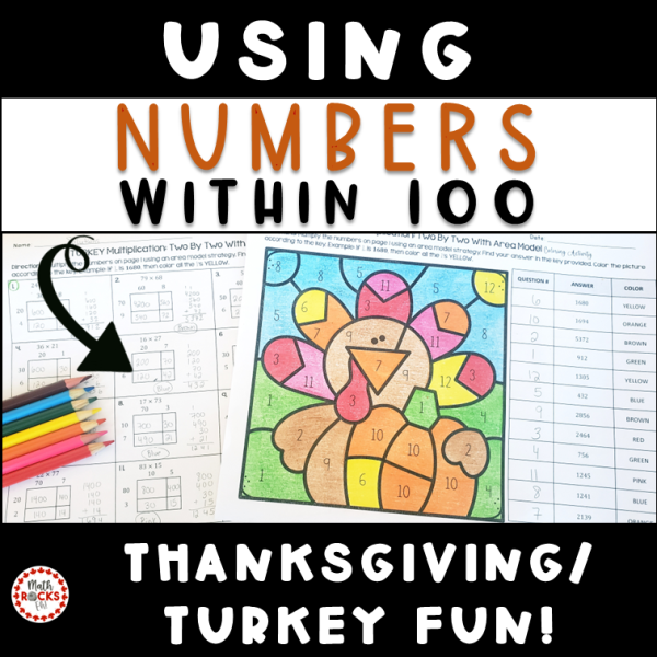 Turkey Multiplication Color By Number Two By Two Visual Area Model 4th ...