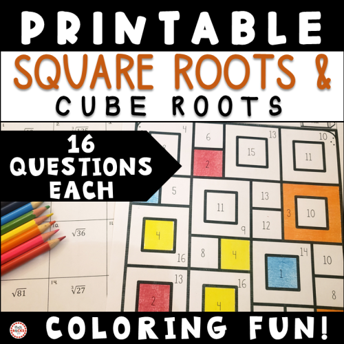 Square Roots And Cube Roots Worksheet Color By Number Activity 9th ...