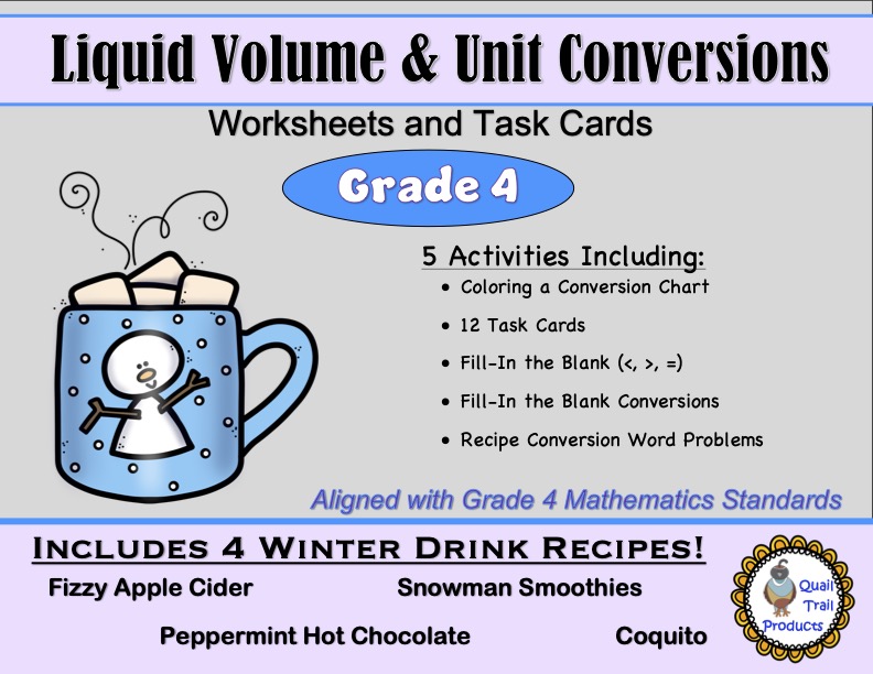 Liquid Units of Measurement and Conversion Worksheets and Activities
