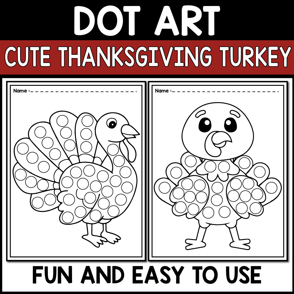 Cute Thanksgiving Turkey dot Art Printable - Dot Q-tip Painting ...