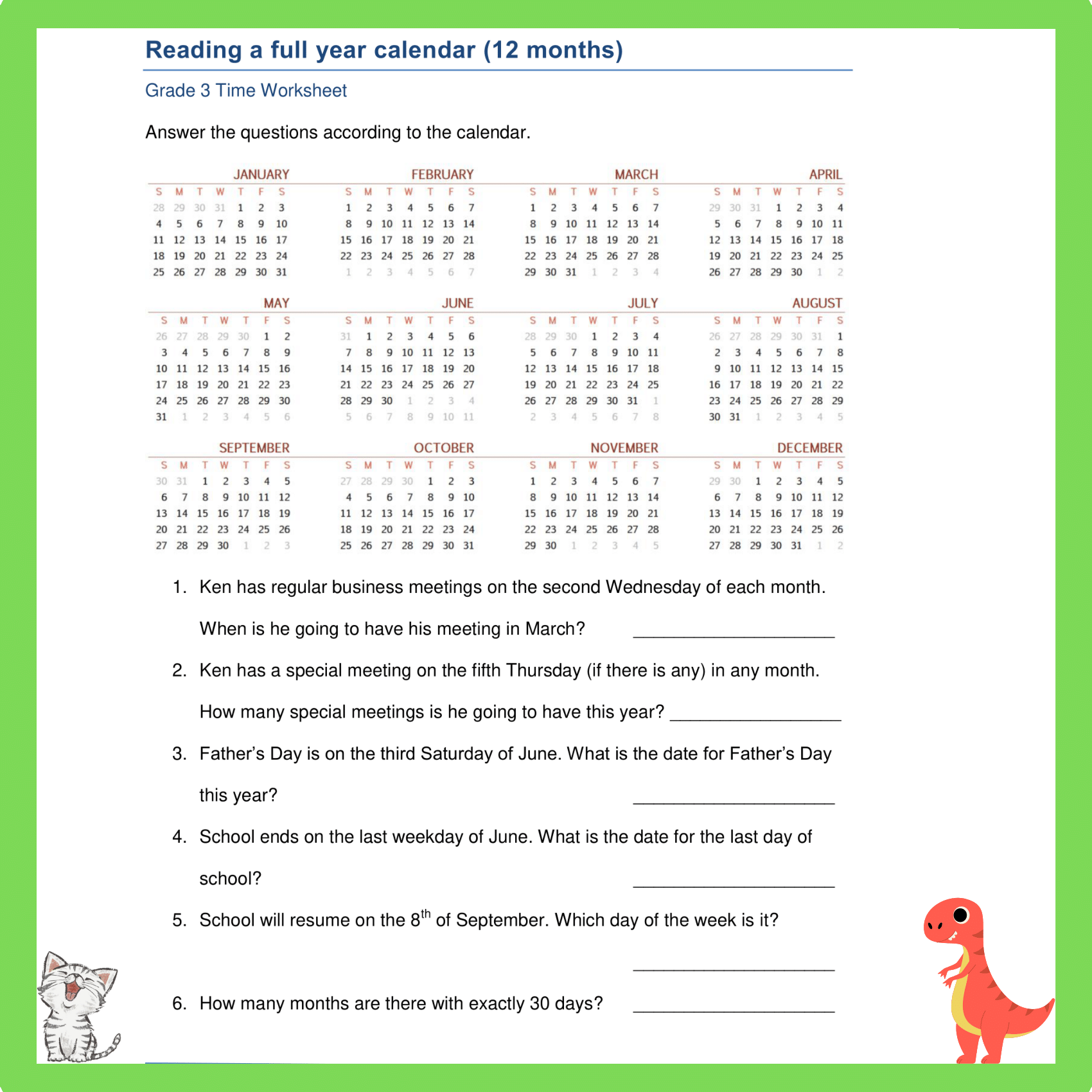 365-Day Explorers: Year-Long Calendar Activities for Grade 3
