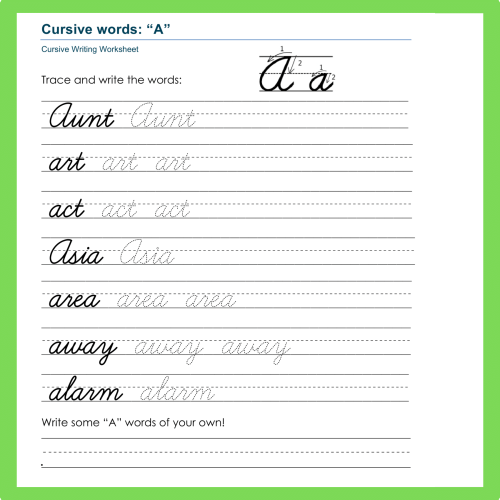 Long Term Wordcursive A to Z Cursive Words: Mastering Elegant Penmanship - Made By Teachers