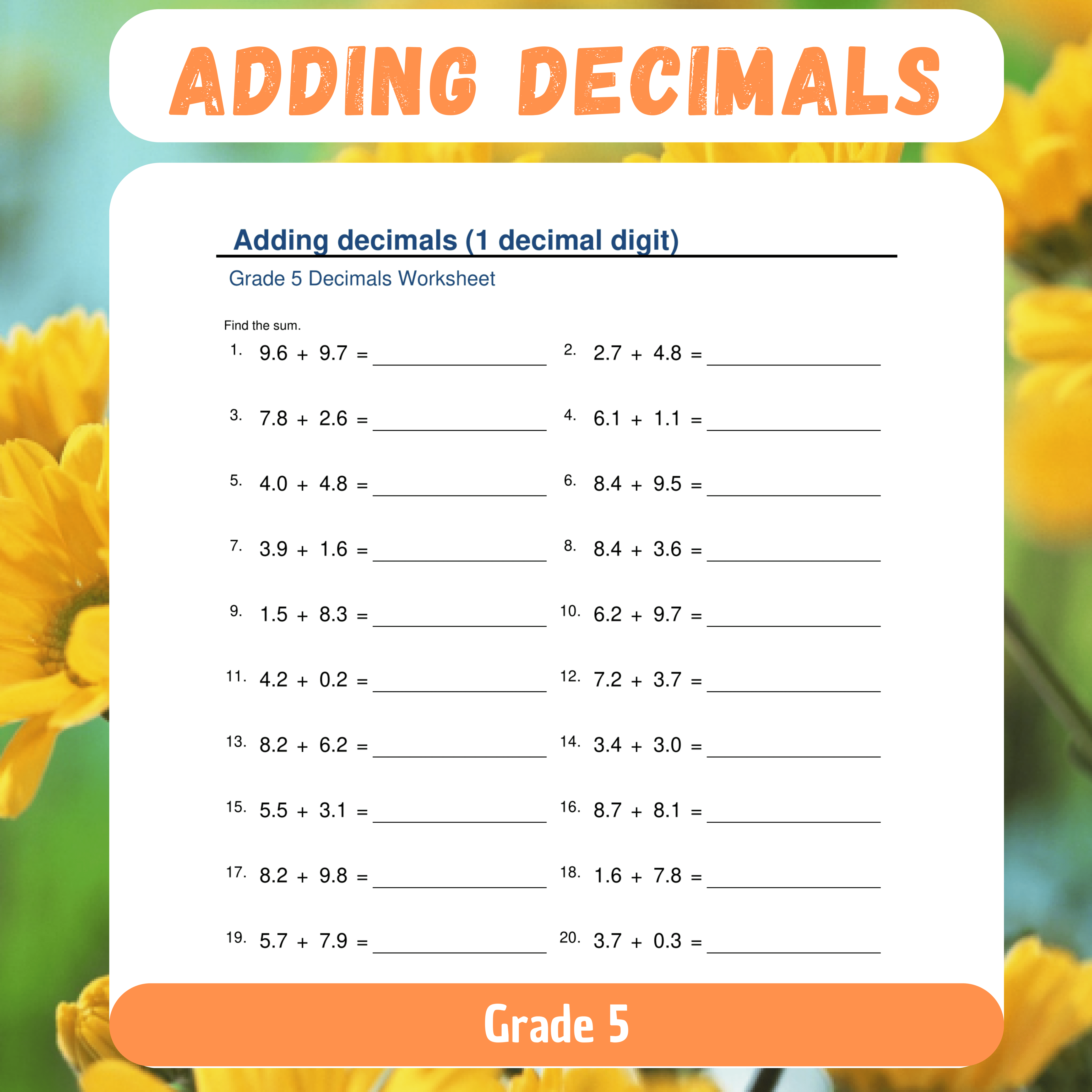 Mastering Decimal Addition: Grade 5 Worksheets for Every Skill Level