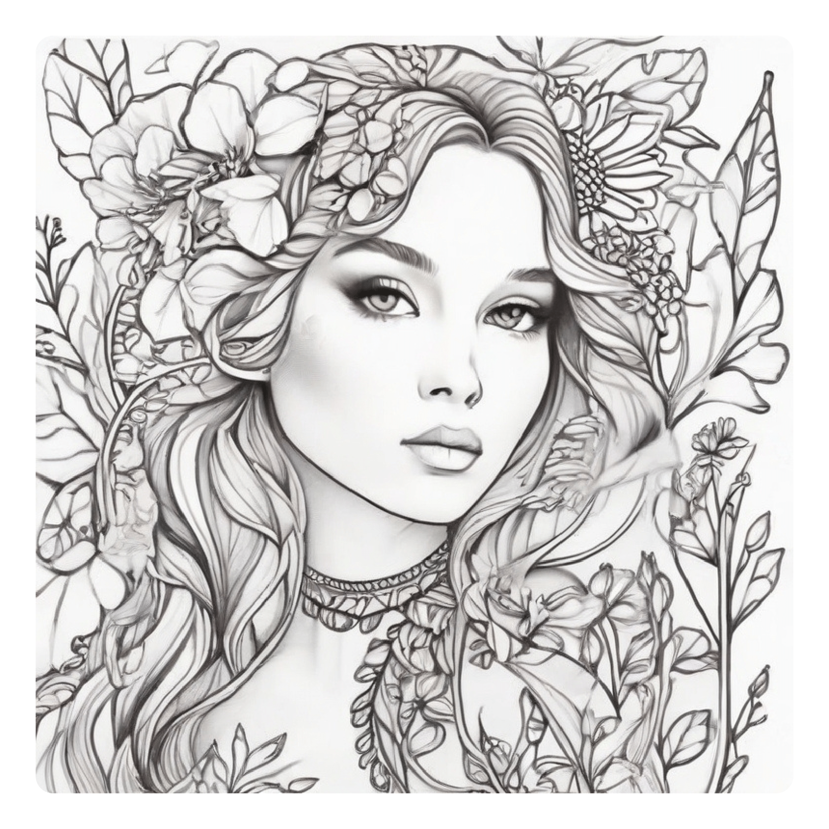 Serene Beauty: 150 Botanical-Inspired Coloring Pages of the Female Form