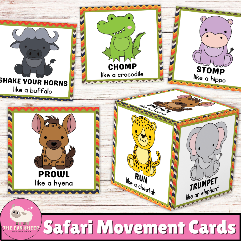 Safari Movement Cards | Jungle Animals Dice Game Brain Break Transition Activity