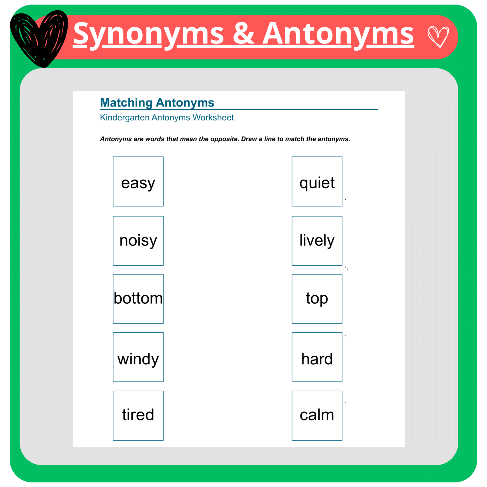 Antonym Match-Up Worksheets – Build Strong Vocabulary & Communication