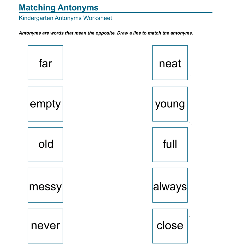Antonym Match-Up Worksheets – Build Strong Vocabulary & Communication ...