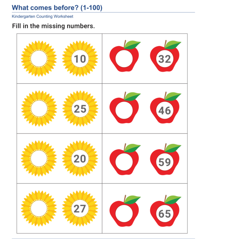 Before and After Numbers Practice Worksheets for Number Sense | Made By ...