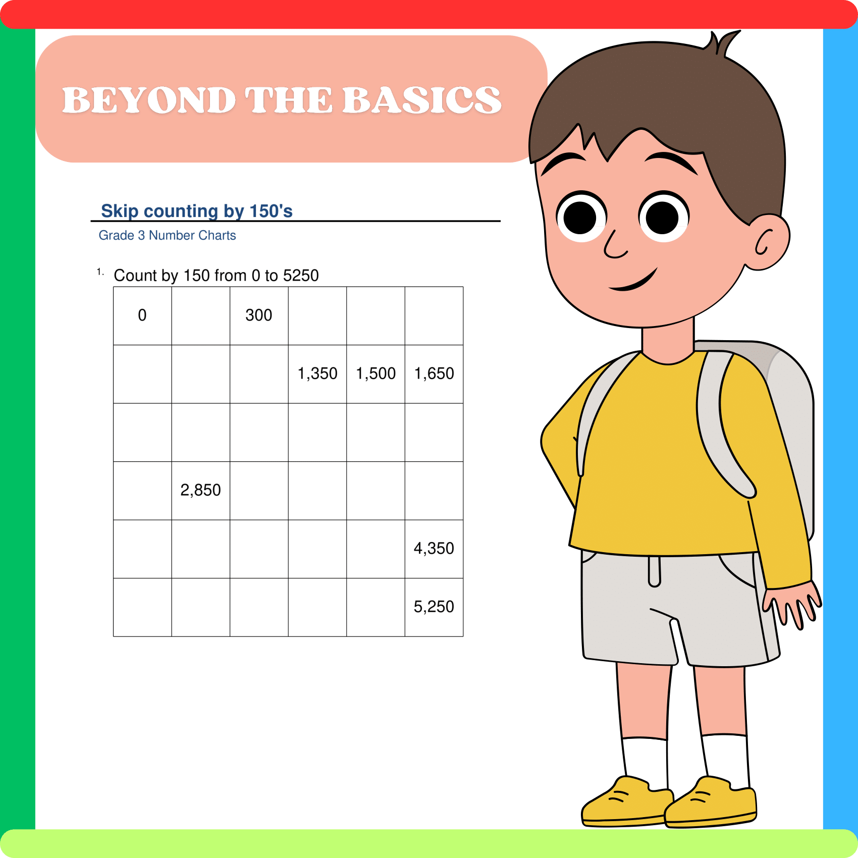 Skip Counting by 150s, 200s, and 250s Worksheets for Grade 3
