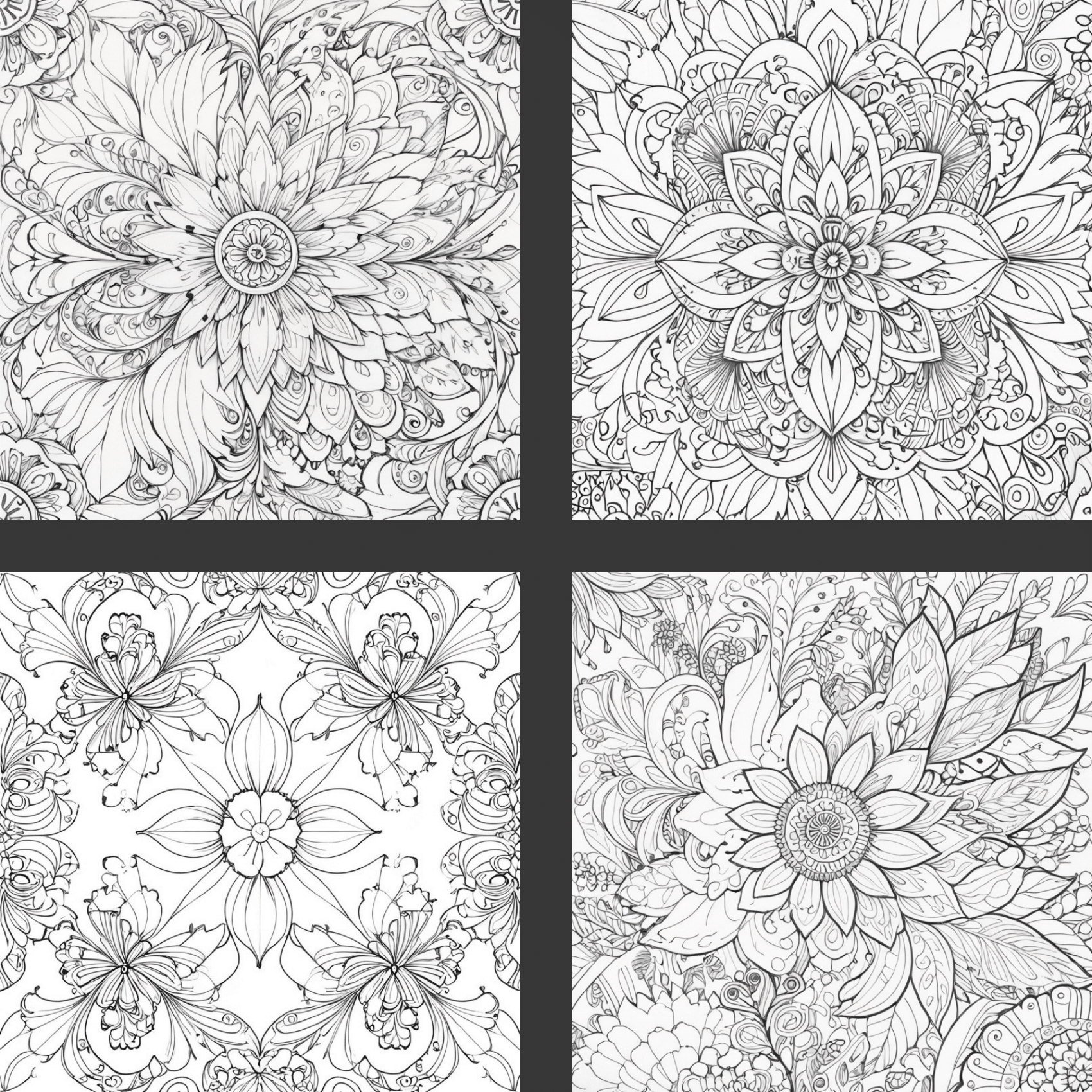 Blooms of Serenity: Spring Flowers Coloring Book