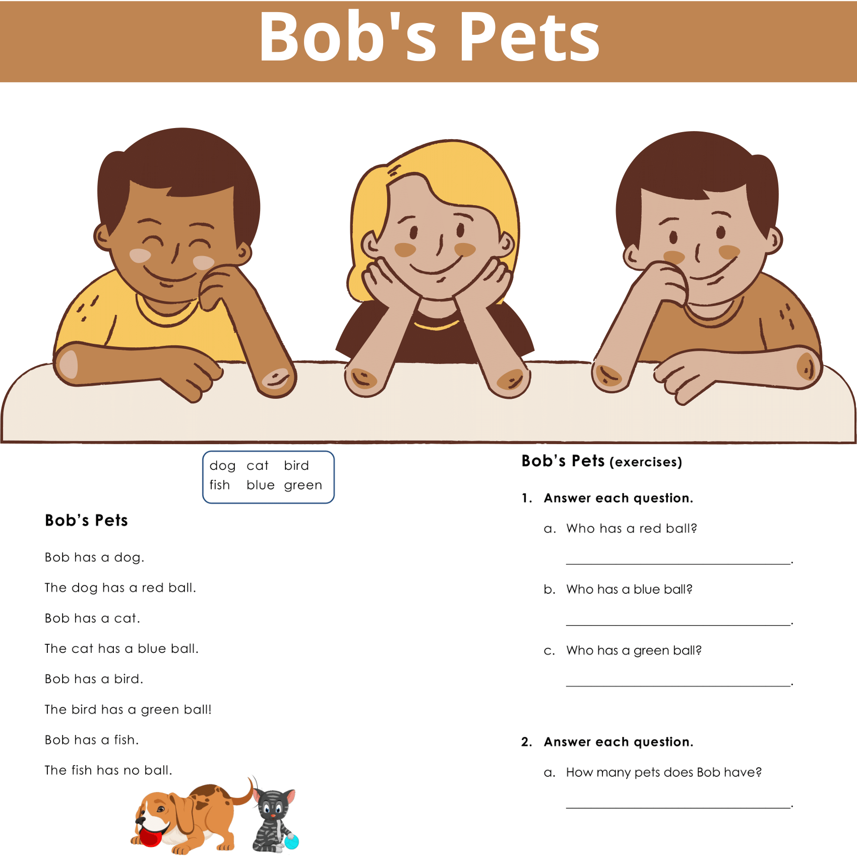 Bob's Pets: A Level A Short Story