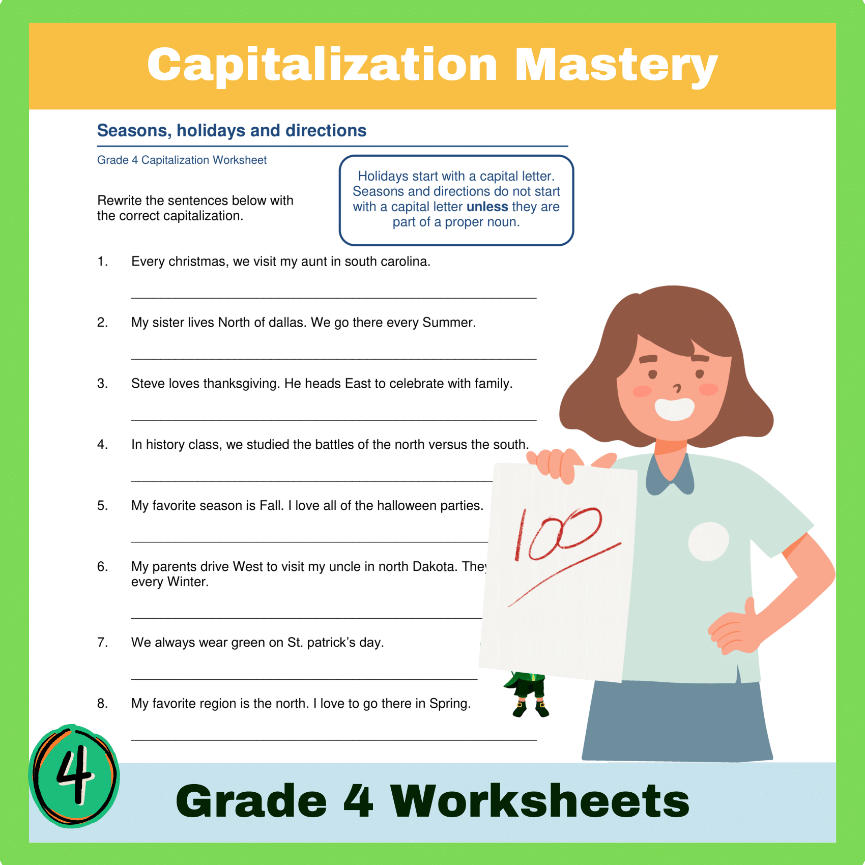Grade 4 Capitalization Mastery Worksheets