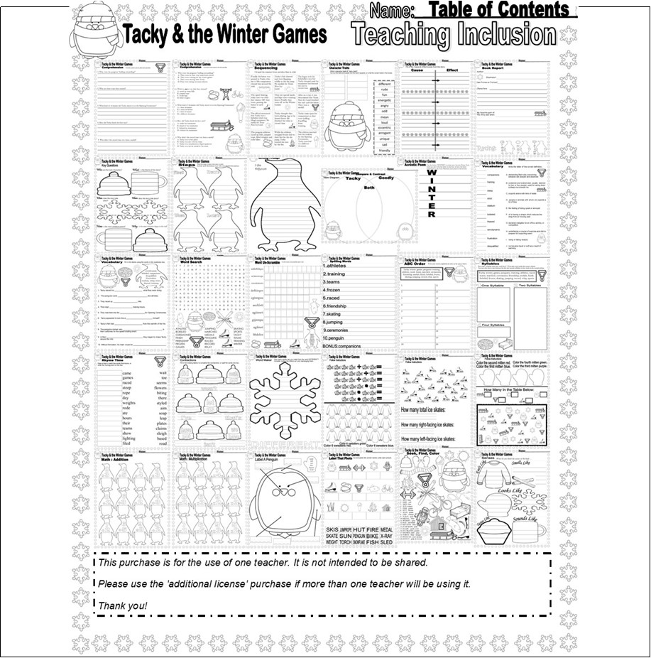 Tacky and the Winter Games Read Aloud Book Companion Reading ...