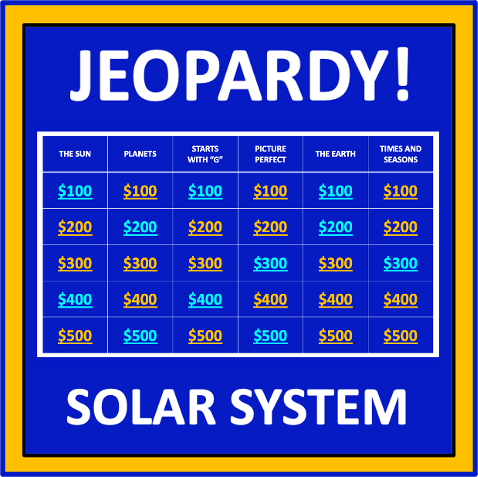 Solar System Jeopardy - an interactive science game