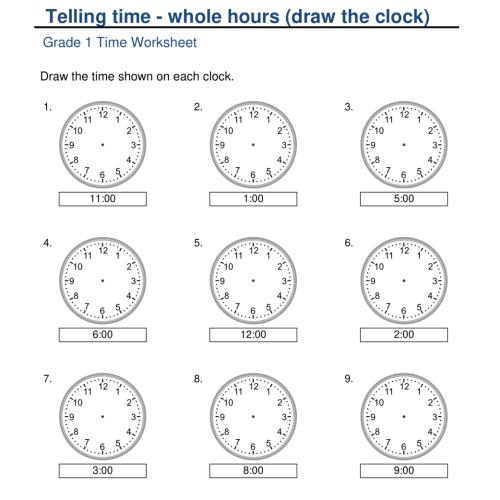 Clock Creations: Creative Time-Telling Worksheets for Grade 1 - Made By ...