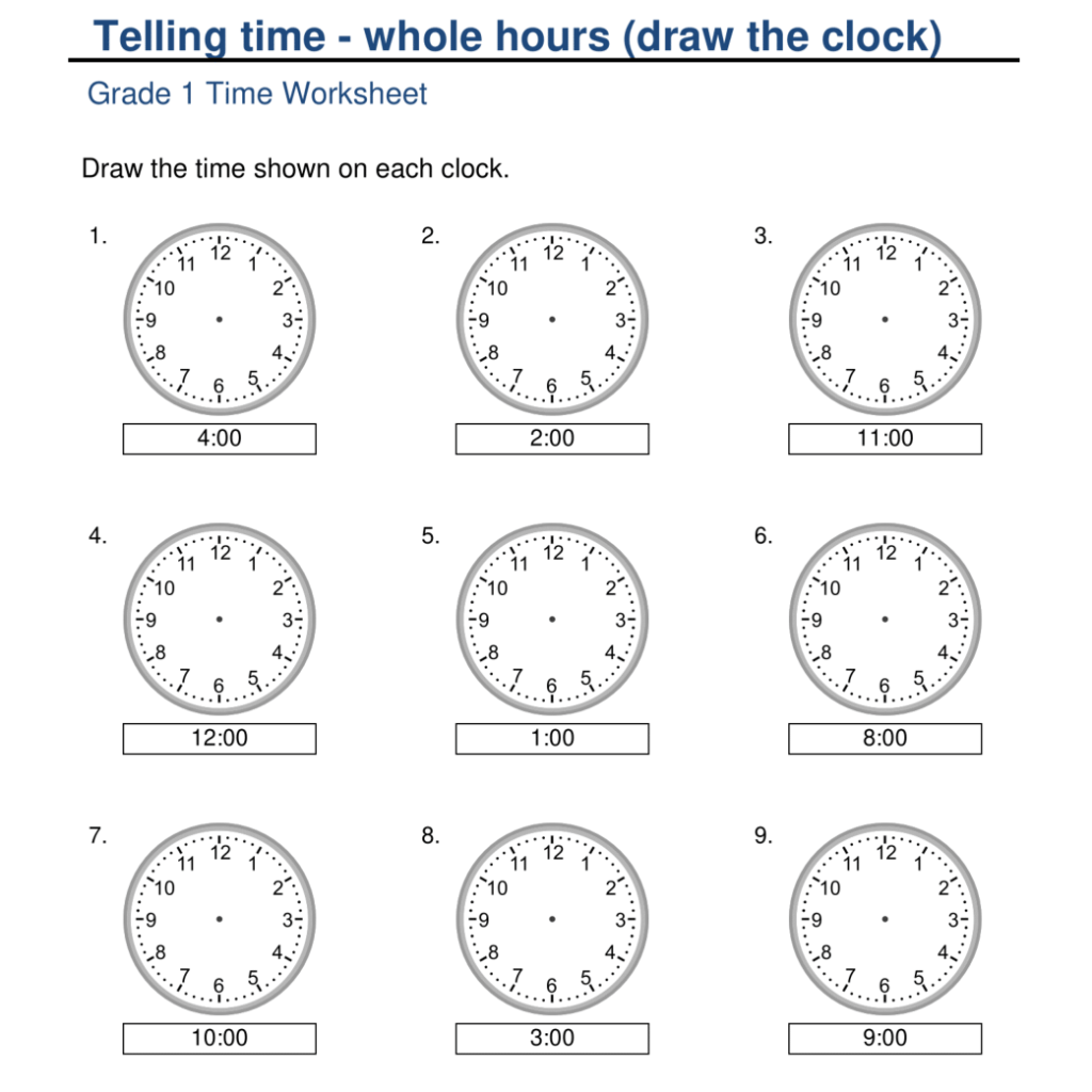 Clock Creations: Creative Time-Telling Worksheets for Grade 1 - Made By ...