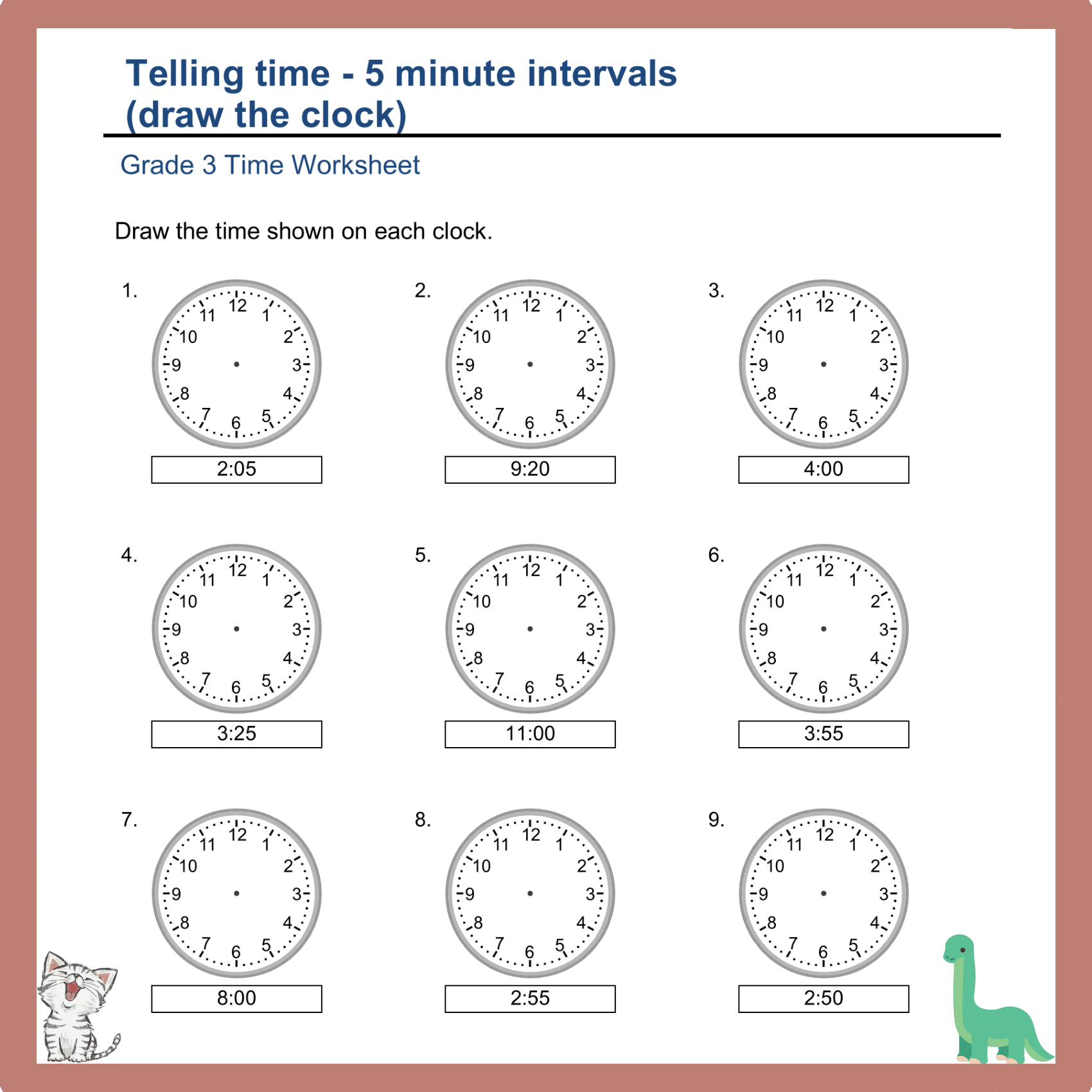 Clock Illustrators: Time-Telling Worksheets for Grade 3