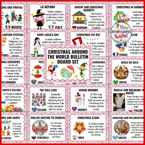 Christmas Holidays Around the World Bulletin Board Set, December Door ...