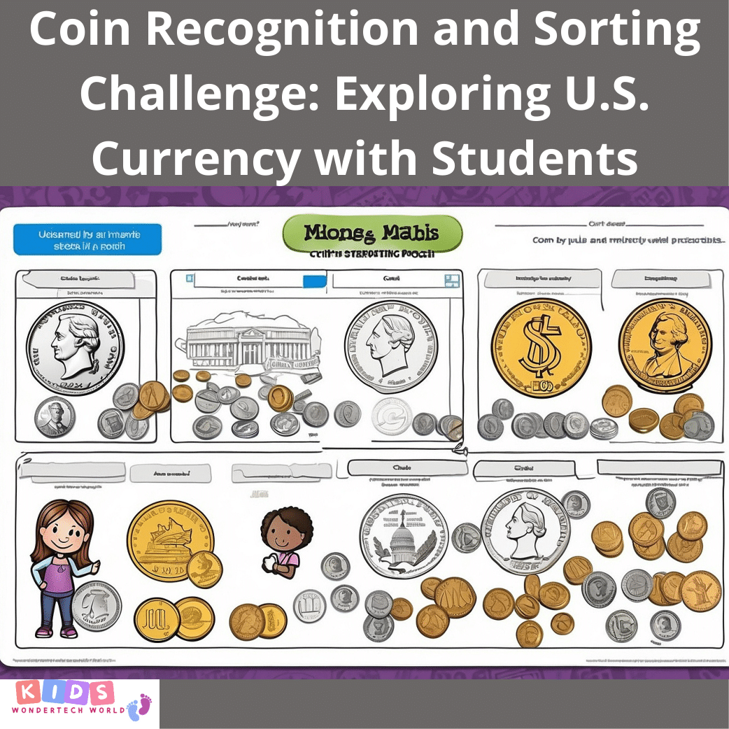 U.S. Coin Recognition: Interactive Worksheets for Counting Pennies, Nickels, Dimes, and Quarters
