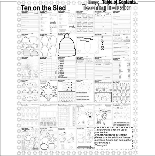 Ten on the Sled Winter Read Aloud Book Companion Reading Comprehension ...