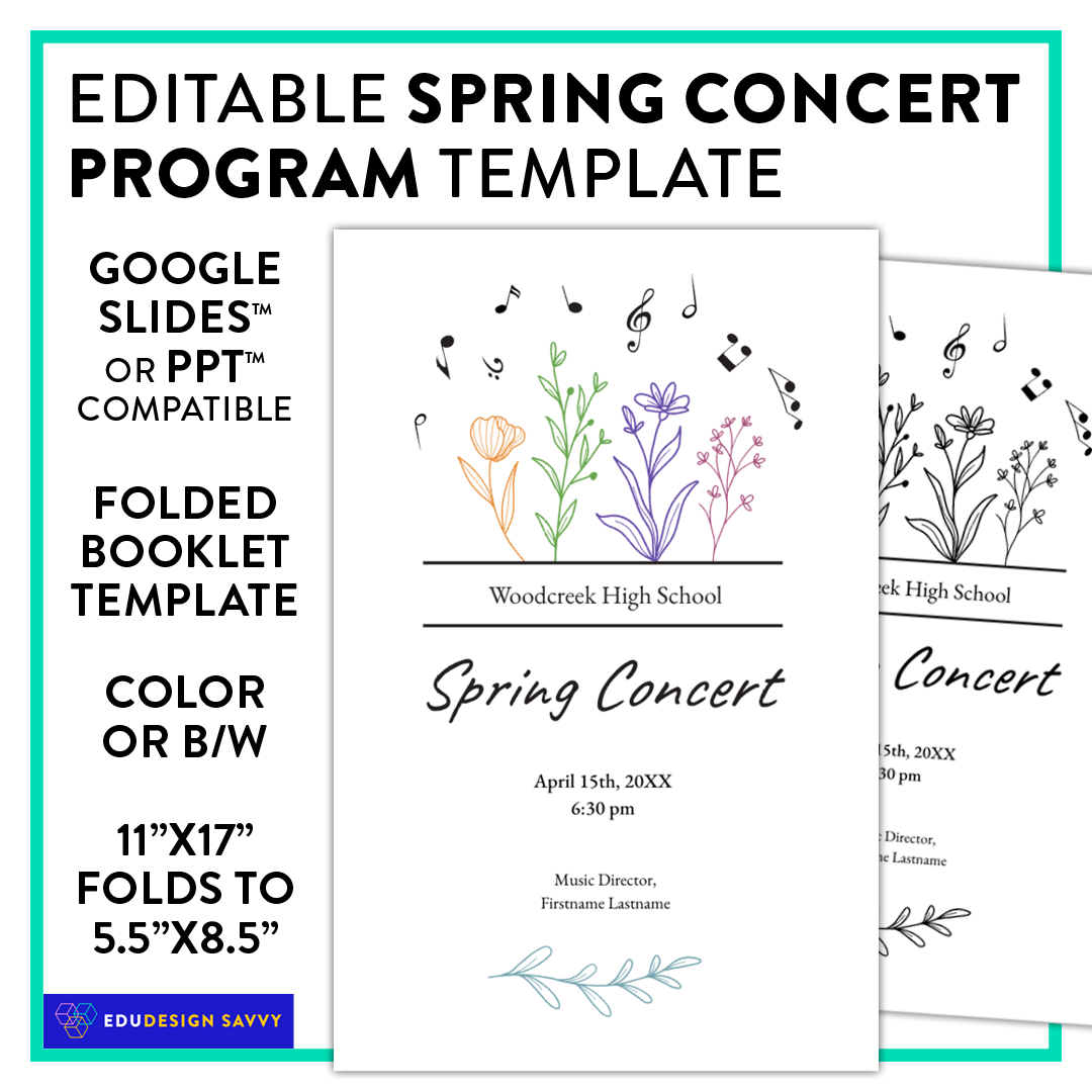 Customizable Spring Concert Program | Music Performance Program Template