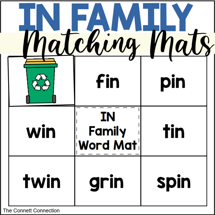 IN Word Family Word and Sentence Matching Mats
