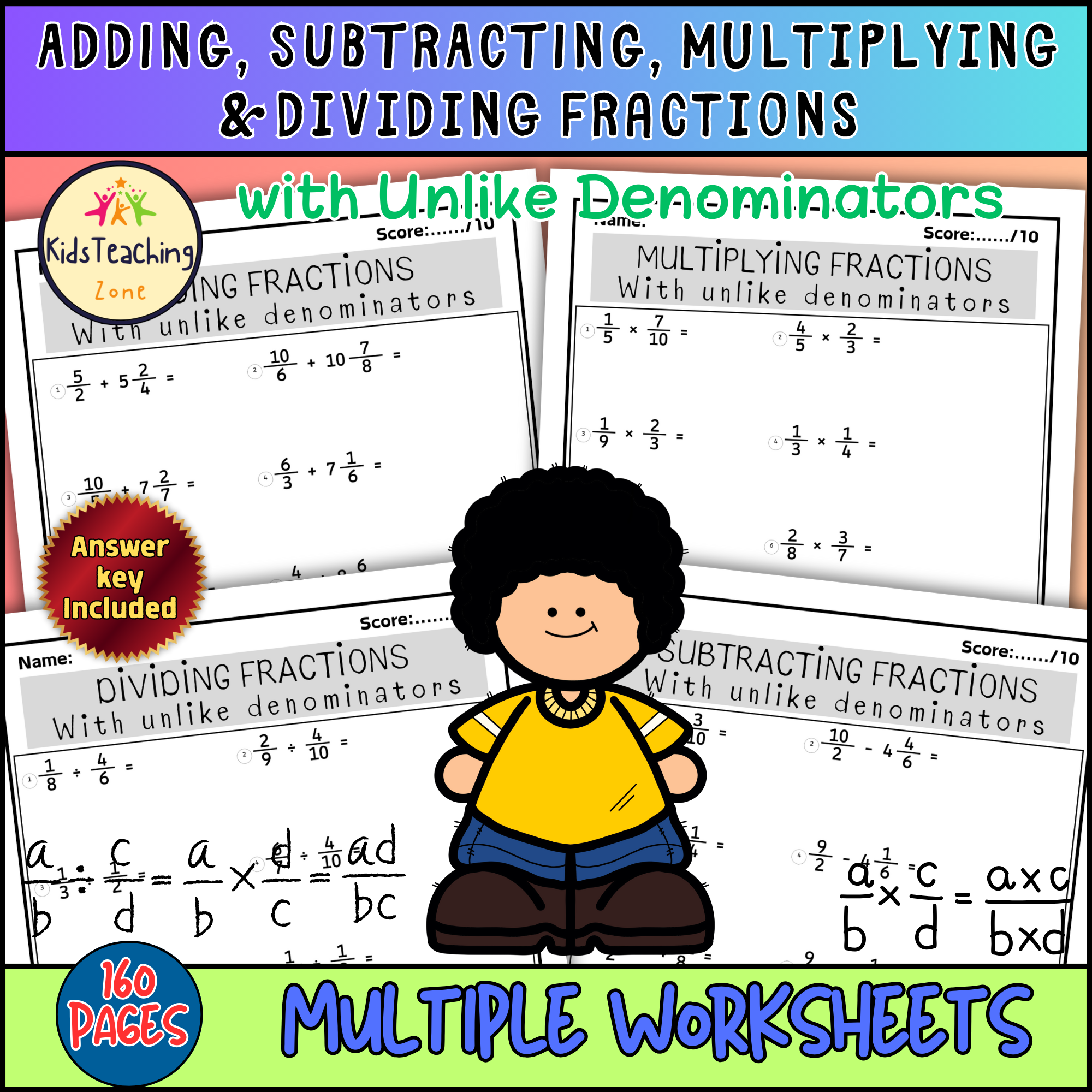 Adding Fractions With Like Denominator Worksheets Practice | Made By ...