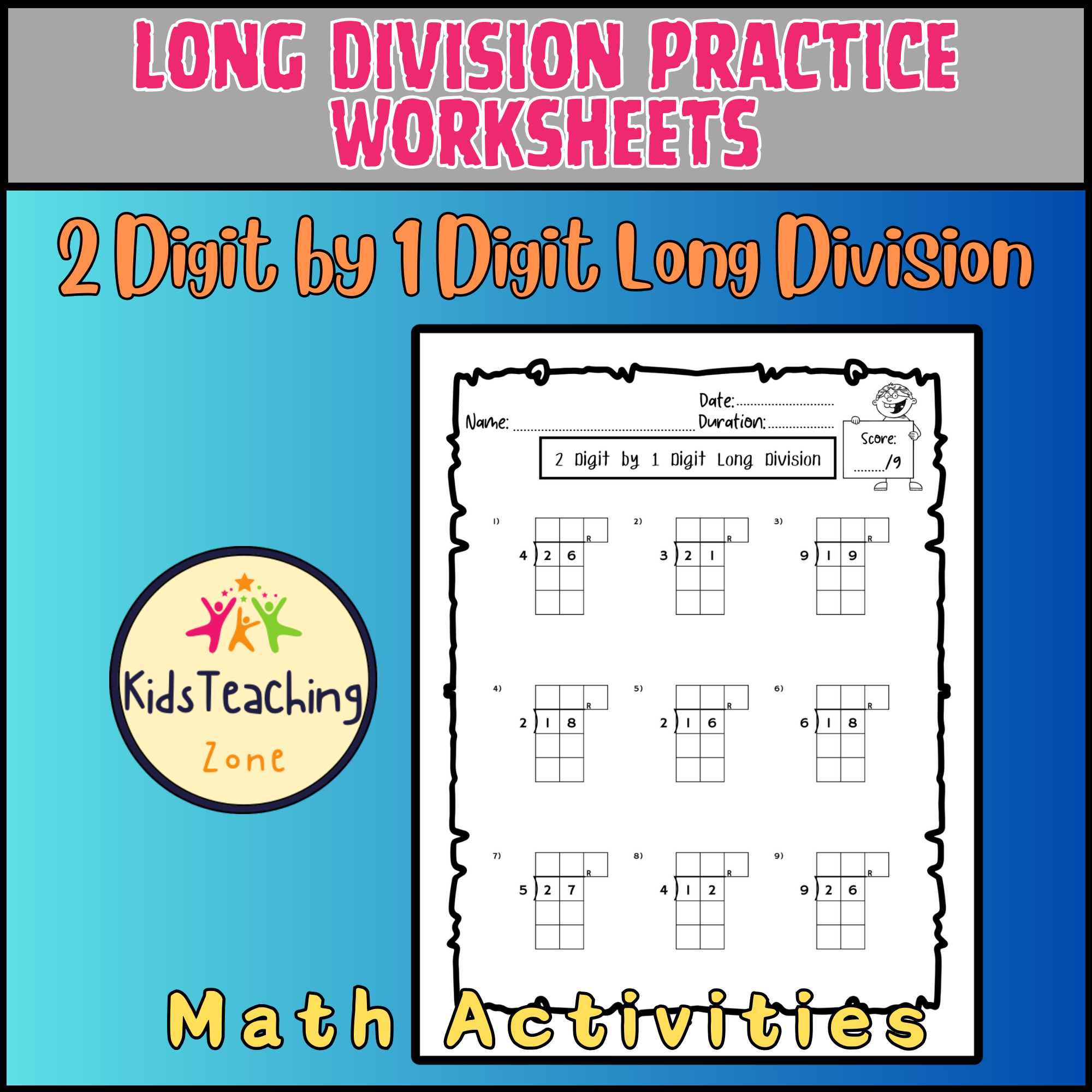 Multi Digit Long Division Practice Worksheets Bundle | Made By Teachers