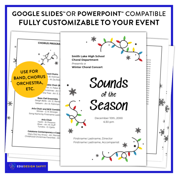 Holiday Concert Program Template | Customizable Chorus Concert Program ...