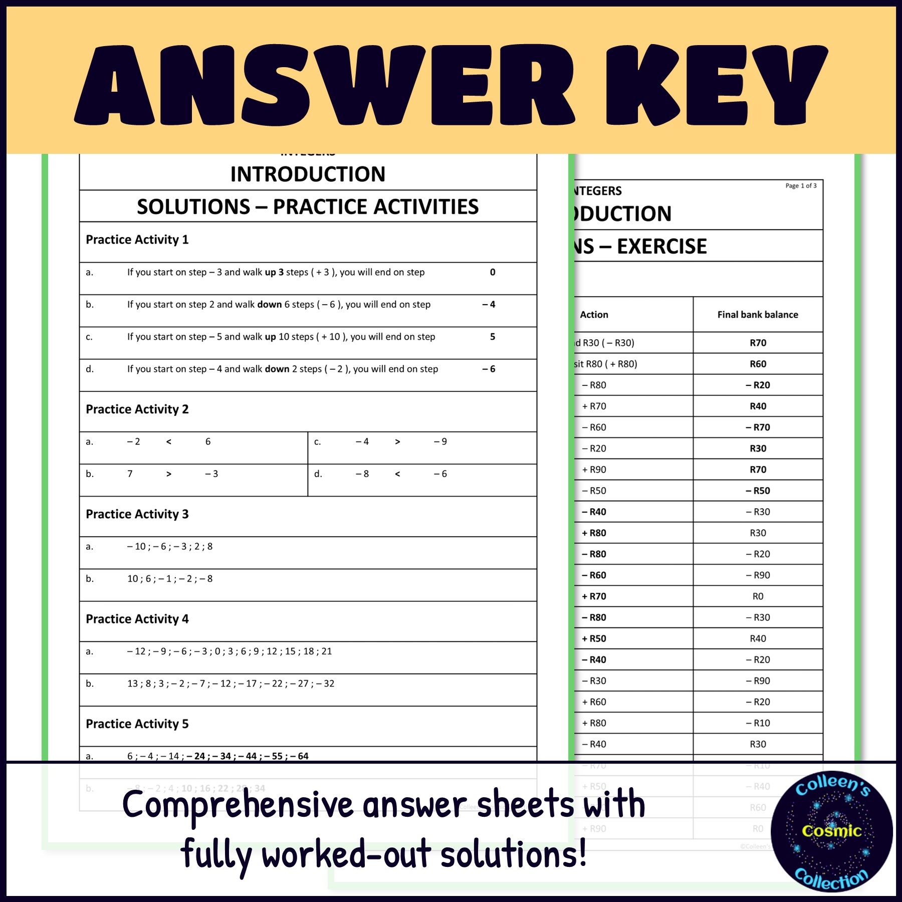 Grade 8 Maths Term 1 Integers Lessons and Assessments BUNDLE - CAPS ...