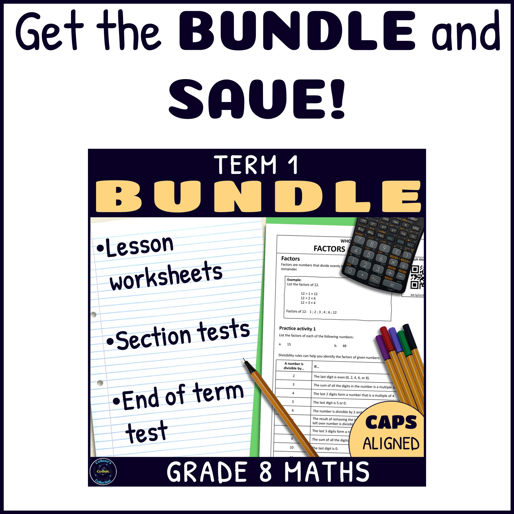 Grade 8 Maths Term 1 Patterns Lessons and Assessments BUNDLE - CAPS ...