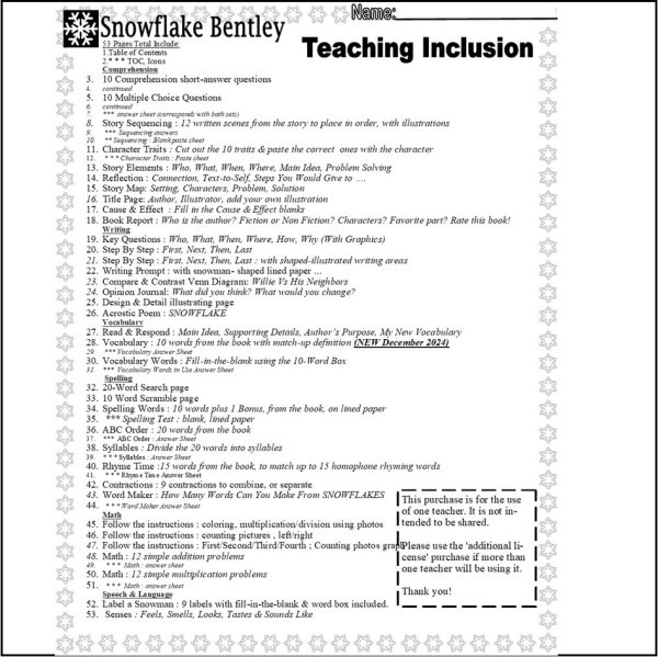 Snowflake Bentley Winter Read Aloud Book Study Companion Reading ...